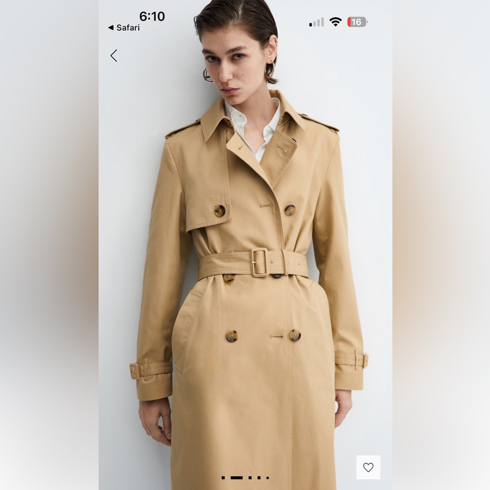 Mango Women’s Classic Cotton Trench Coat NWOT
